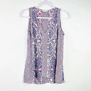 Rebecca Taylor Blue Red 100% Silk Blouse Size 0